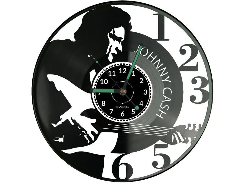 Johnny Cash ZEGAR ŚCIENNY DEKORACYJNY NOWOCZESNY PŁYTA WINYLOWA WINYL NA PREZENT EVEVO EVEVO.PL W0509