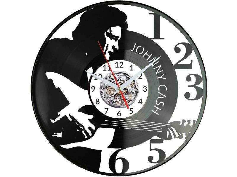 Johnny Cash ZEGAR ŚCIENNY DEKORACYJNY NOWOCZESNY PŁYTA WINYLOWA WINYL NA PREZENT EVEVO EVEVO.PL W0509