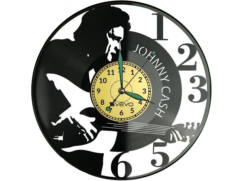Johnny Cash ZEGAR ŚCIENNY DEKORACYJNY NOWOCZESNY PŁYTA WINYLOWA WINYL NA PREZENT EVEVO EVEVO.PL W0509