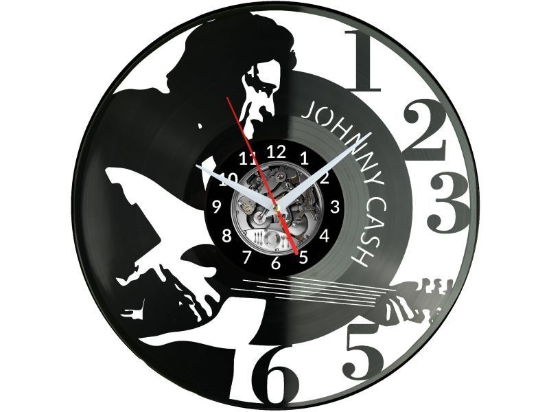 Johnny Cash ZEGAR ŚCIENNY DEKORACYJNY NOWOCZESNY PŁYTA WINYLOWA WINYL NA PREZENT EVEVO EVEVO.PL W0509