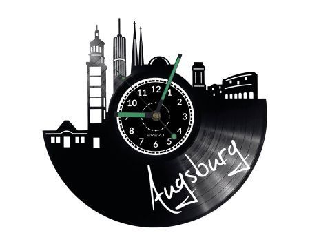 AUGSBURG ZEGAR ŚCIENNY DEKORACYJNY NOWOCZESNY PŁYTA WINYLOWA WINYL NA PREZENT EVEVO EVEVO.PL W0523