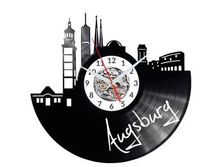 AUGSBURG ZEGAR ŚCIENNY DEKORACYJNY NOWOCZESNY PŁYTA WINYLOWA WINYL NA PREZENT EVEVO EVEVO.PL W0523