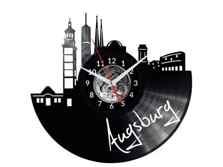 AUGSBURG ZEGAR ŚCIENNY DEKORACYJNY NOWOCZESNY PŁYTA WINYLOWA WINYL NA PREZENT EVEVO EVEVO.PL W0523