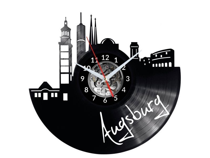 AUGSBURG ZEGAR ŚCIENNY DEKORACYJNY NOWOCZESNY PŁYTA WINYLOWA WINYL NA PREZENT EVEVO EVEVO.PL W0523
