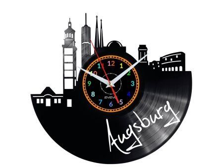AUGSBURG ZEGAR ŚCIENNY DEKORACYJNY NOWOCZESNY PŁYTA WINYLOWA WINYL NA PREZENT EVEVO EVEVO.PL W0523