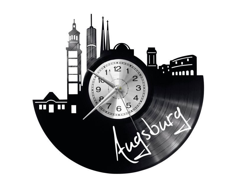 AUGSBURG ZEGAR ŚCIENNY DEKORACYJNY NOWOCZESNY PŁYTA WINYLOWA WINYL NA PREZENT EVEVO EVEVO.PL W0523