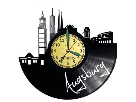 AUGSBURG ZEGAR ŚCIENNY DEKORACYJNY NOWOCZESNY PŁYTA WINYLOWA WINYL NA PREZENT EVEVO EVEVO.PL W0523