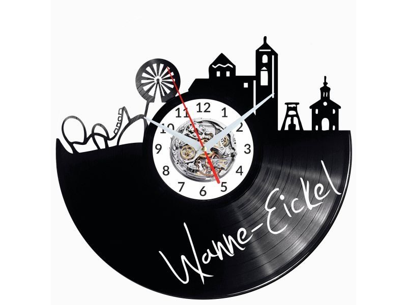 WANNE  EICKEL ZEGAR ŚCIENNY DEKORACYJNY NOWOCZESNY PŁYTA WINYLOWA WINYL NA PREZENT EVEVO EVEVO.PL W0540