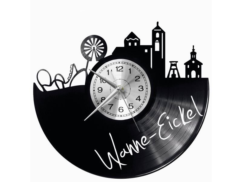WANNE  EICKEL ZEGAR ŚCIENNY DEKORACYJNY NOWOCZESNY PŁYTA WINYLOWA WINYL NA PREZENT EVEVO EVEVO.PL W0540