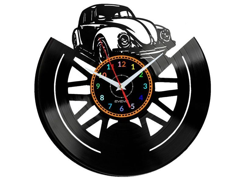 Stary Samochód Zegar Ścienny Dekoracyjny Płyta Winylowa Prezent Dla Niego Dla Niej Evevo