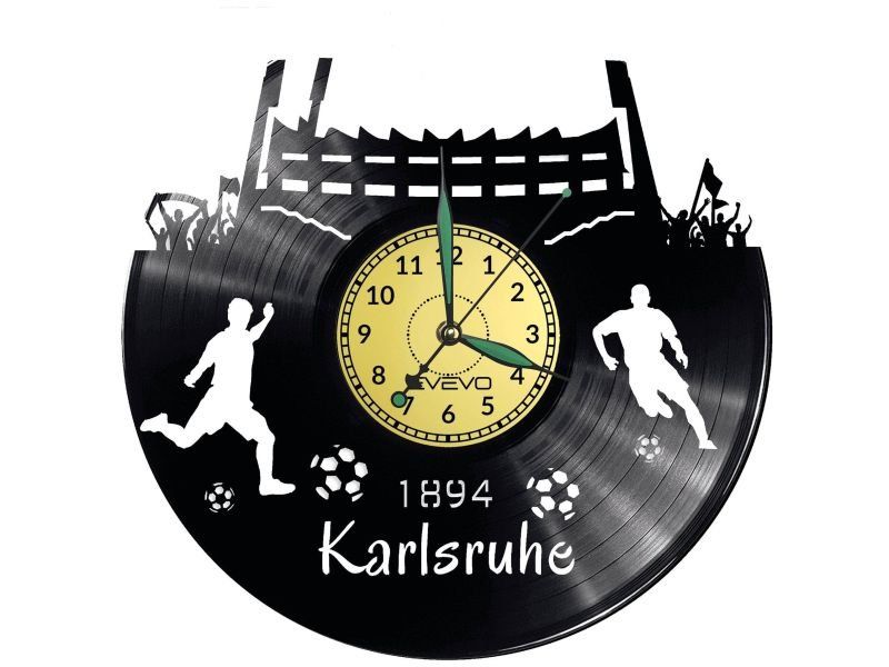 KARLSRUHE ZEGAR ŚCIENNY DEKORACYJNY NOWOCZESNY PŁYTA WINYLOWA WINYL NA PREZENT EVEVO EVEVO.PL W0541