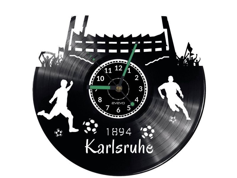 KARLSRUHE ZEGAR ŚCIENNY DEKORACYJNY NOWOCZESNY PŁYTA WINYLOWA WINYL NA PREZENT EVEVO EVEVO.PL W0541