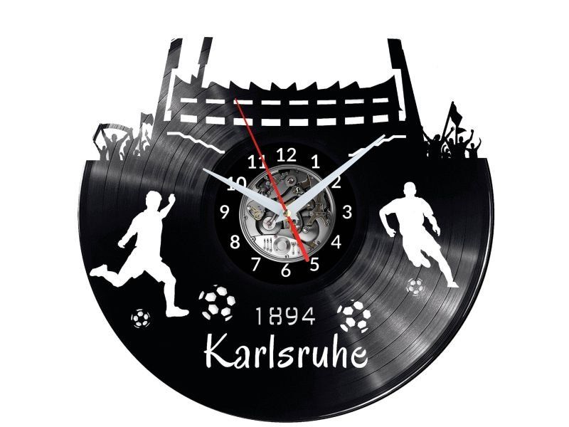 KARLSRUHE ZEGAR ŚCIENNY DEKORACYJNY NOWOCZESNY PŁYTA WINYLOWA WINYL NA PREZENT EVEVO EVEVO.PL W0541