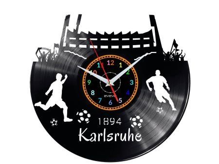 KARLSRUHE ZEGAR ŚCIENNY DEKORACYJNY NOWOCZESNY PŁYTA WINYLOWA WINYL NA PREZENT EVEVO EVEVO.PL W0541