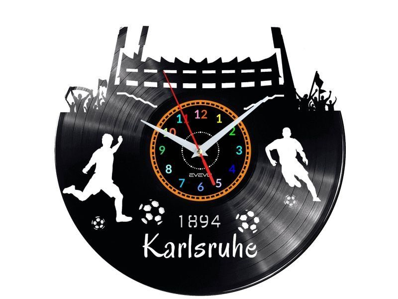 KARLSRUHE ZEGAR ŚCIENNY DEKORACYJNY NOWOCZESNY PŁYTA WINYLOWA WINYL NA PREZENT EVEVO EVEVO.PL W0541