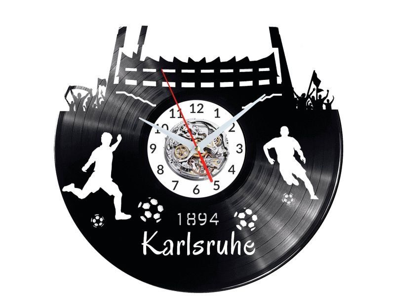 KARLSRUHE ZEGAR ŚCIENNY DEKORACYJNY NOWOCZESNY PŁYTA WINYLOWA WINYL NA PREZENT EVEVO EVEVO.PL W0541