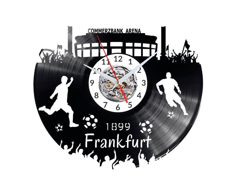 FRANKFURT ZEGAR ŚCIENNY DEKORACYJNY NOWOCZESNY PŁYTA WINYLOWA WINYL NA PREZENT EVEVO EVEVO.PL W0542