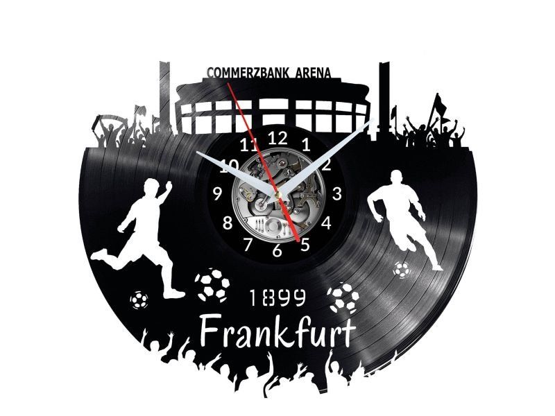 FRANKFURT ZEGAR ŚCIENNY DEKORACYJNY NOWOCZESNY PŁYTA WINYLOWA WINYL NA PREZENT EVEVO EVEVO.PL W0542