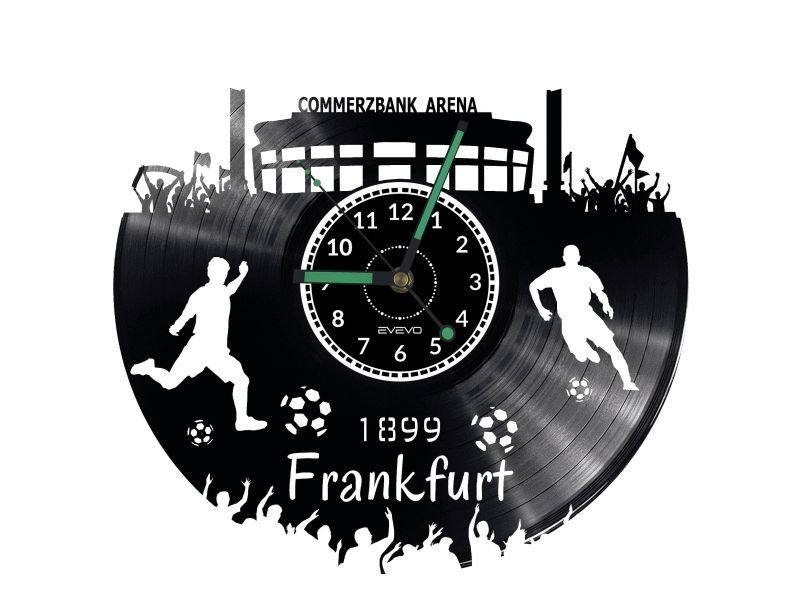 FRANKFURT ZEGAR ŚCIENNY DEKORACYJNY NOWOCZESNY PŁYTA WINYLOWA WINYL NA PREZENT EVEVO EVEVO.PL W0542