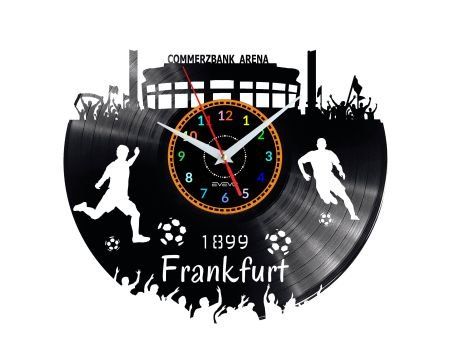FRANKFURT ZEGAR ŚCIENNY DEKORACYJNY NOWOCZESNY PŁYTA WINYLOWA WINYL NA PREZENT EVEVO EVEVO.PL W0542