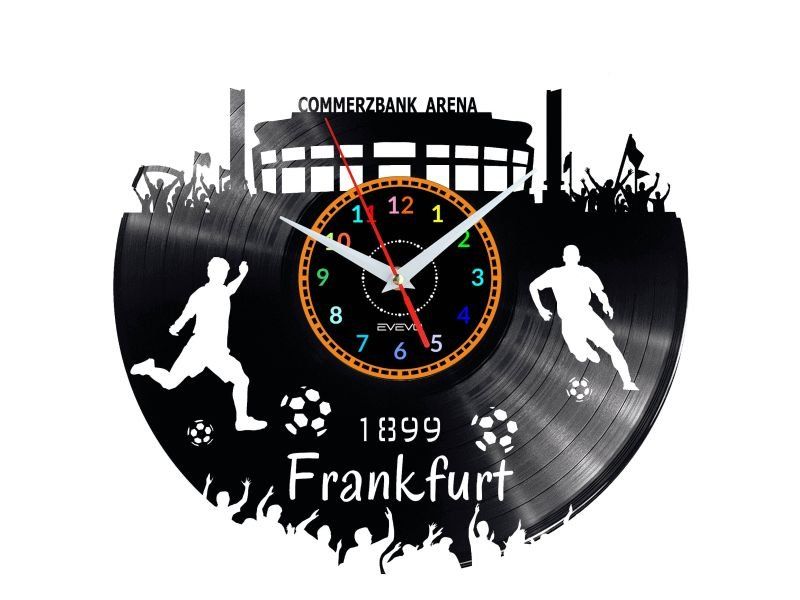 FRANKFURT ZEGAR ŚCIENNY DEKORACYJNY NOWOCZESNY PŁYTA WINYLOWA WINYL NA PREZENT EVEVO EVEVO.PL W0542