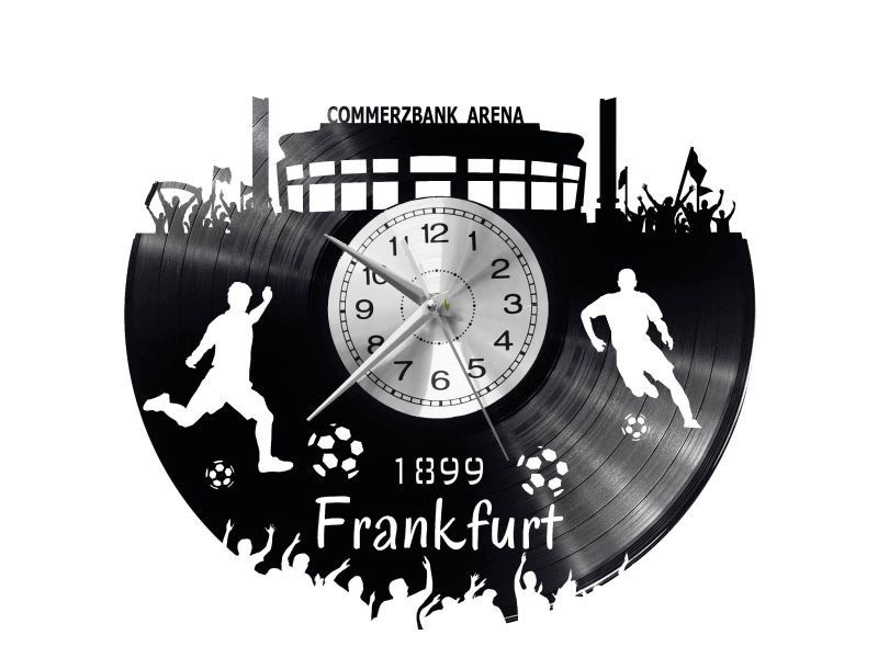 FRANKFURT ZEGAR ŚCIENNY DEKORACYJNY NOWOCZESNY PŁYTA WINYLOWA WINYL NA PREZENT EVEVO EVEVO.PL W0542