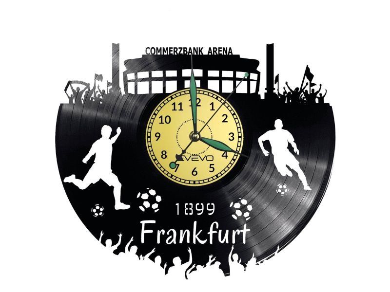 FRANKFURT ZEGAR ŚCIENNY DEKORACYJNY NOWOCZESNY PŁYTA WINYLOWA WINYL NA PREZENT EVEVO EVEVO.PL W0542