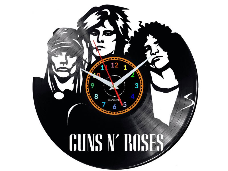 GUNS N' ROSES ZEGAR ŚCIENNY DEKORACYJNY NOWOCZESNY PŁYTA WINYLOWA WINYL NA PREZENT EVEVO EVEVO.PL W0604