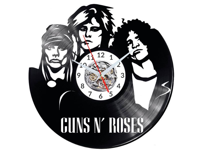 Guns and Roses Zegar Ścienny Płyta Winylowa Nowoczesny Dekoracyjny Na Prezent Urodziny