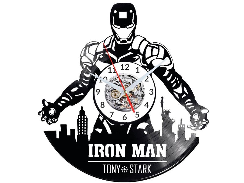 IRON MAN ZEGAR ŚCIENNY DEKORACYJNY NOWOCZESNY PŁYTA WINYLOWA WINYL NA PREZENT EVEVO EVEVO.PL W0642