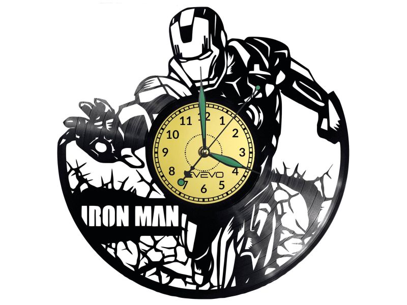 IRON MAN ZEGAR ŚCIENNY DEKORACYJNY NOWOCZESNY PŁYTA WINYLOWA WINYL NA PREZENT EVEVO EVEVO.PL W0643