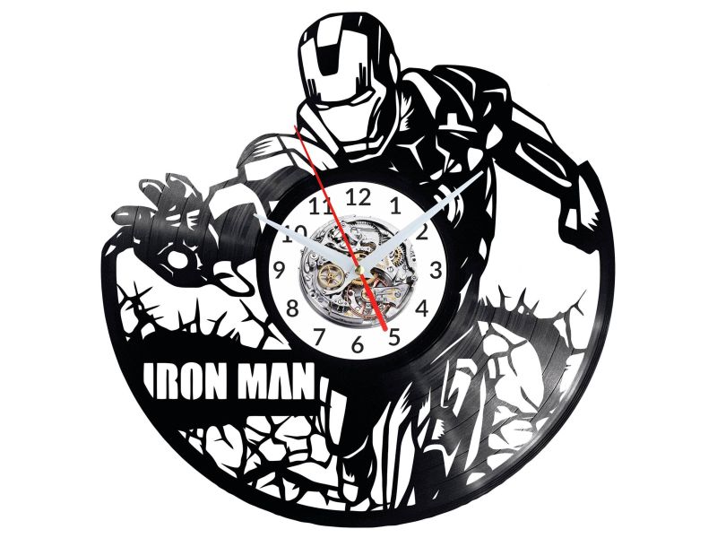 IRON MAN ZEGAR ŚCIENNY DEKORACYJNY NOWOCZESNY PŁYTA WINYLOWA WINYL NA PREZENT EVEVO EVEVO.PL W0643