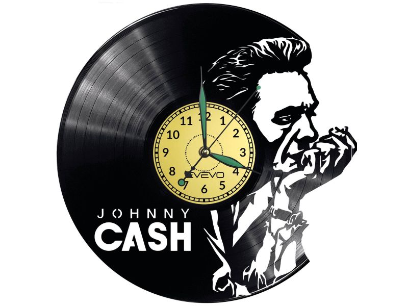 JOHNNY CASH ZEGAR ŚCIENNY DEKORACYJNY NOWOCZESNY PŁYTA WINYLOWA WINYL NA PREZENT EVEVO EVEVO.PL W0661