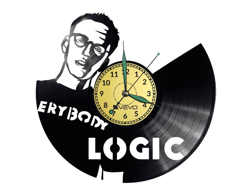 Logic Musician Zegar Ścienny Płyta Winylowa Nowoczesny Dekoracyjny Na Prezent Urodziny