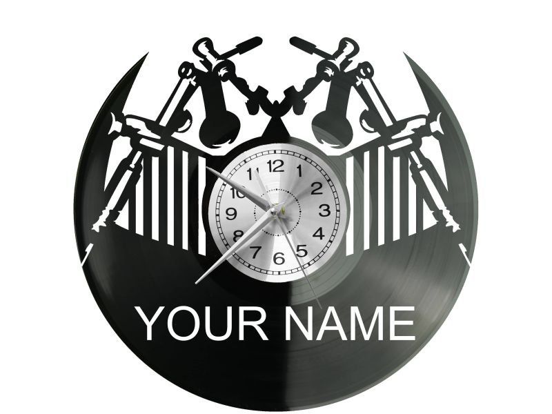 Studio Tatuażu Twoja Nazwa ZEGAR ŚCIENNY DEKORACYJNY NOWOCZESNY PŁYTA WINYLOWA WINYL NA PREZENT EVEVO EVEVO.PL W0728