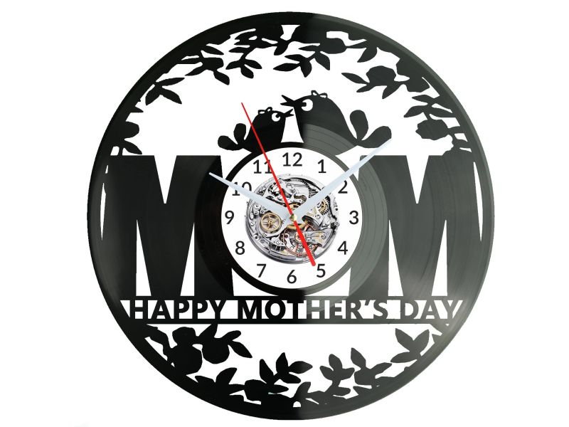 Mother's Day Zegar Ścienny Płyta Winylowa Nowoczesny Dekoracyjny Na Prezent Urodziny