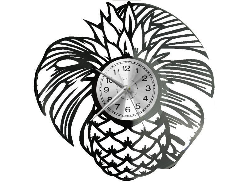 ANANAS ZEGAR ŚCIENNY DEKORACYJNY NOWOCZESNY PŁYTA WINYLOWA WINYL NA PREZENT EVEVO EVEVO.PL W0780