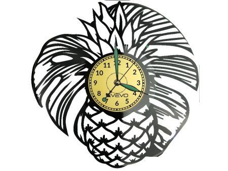 ANANAS ZEGAR ŚCIENNY DEKORACYJNY NOWOCZESNY PŁYTA WINYLOWA WINYL NA PREZENT EVEVO EVEVO.PL W0780
