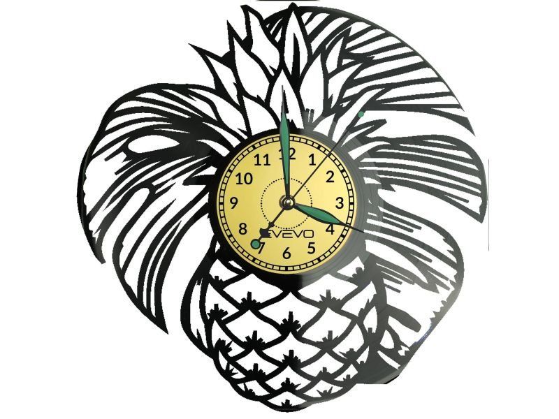 ANANAS ZEGAR ŚCIENNY DEKORACYJNY NOWOCZESNY PŁYTA WINYLOWA WINYL NA PREZENT EVEVO EVEVO.PL W0780