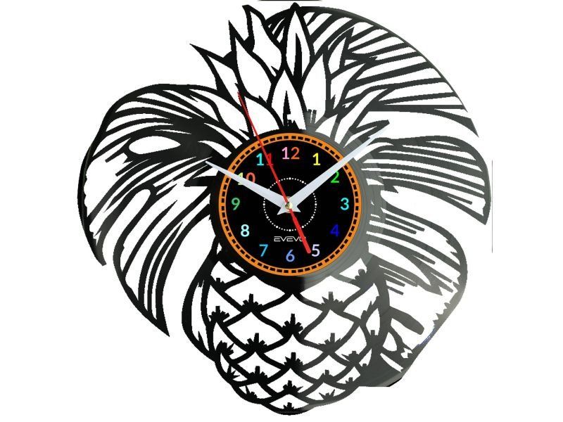 ANANAS ZEGAR ŚCIENNY DEKORACYJNY NOWOCZESNY PŁYTA WINYLOWA WINYL NA PREZENT EVEVO EVEVO.PL W0780