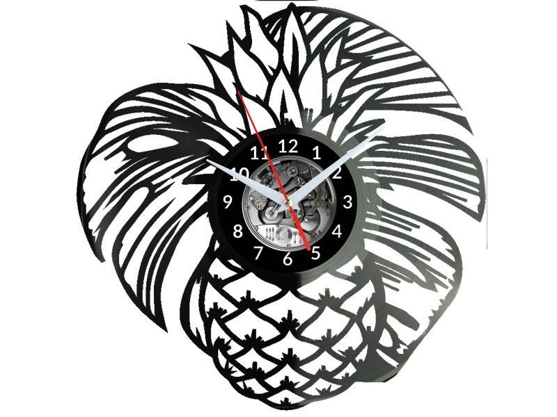 ANANAS ZEGAR ŚCIENNY DEKORACYJNY NOWOCZESNY PŁYTA WINYLOWA WINYL NA PREZENT EVEVO EVEVO.PL W0780