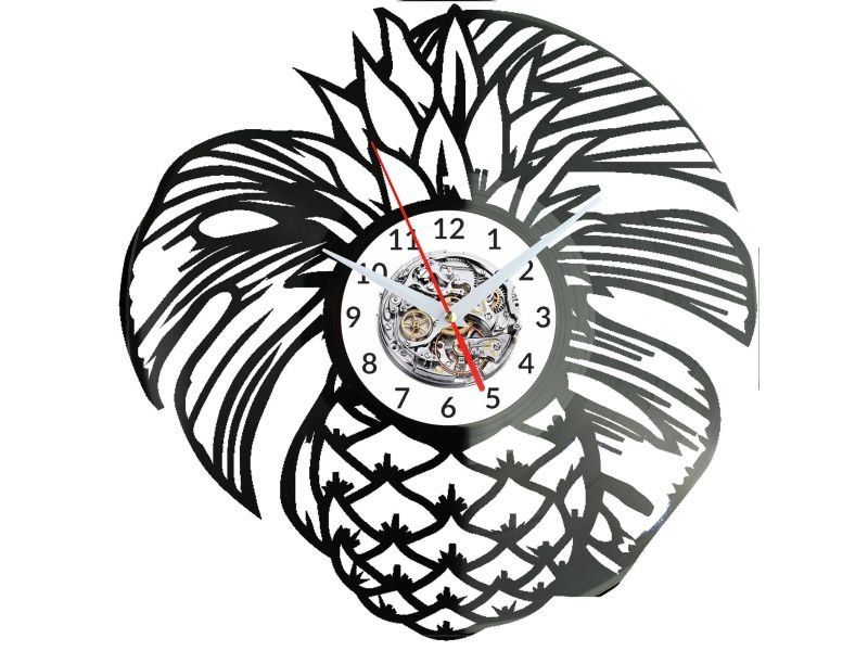 ANANAS ZEGAR ŚCIENNY DEKORACYJNY NOWOCZESNY PŁYTA WINYLOWA WINYL NA PREZENT EVEVO EVEVO.PL W0780