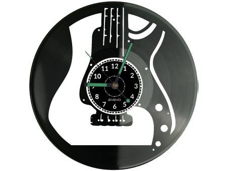 GITARA BASOWA ZEGAR ŚCIENNY DEKORACYJNY NOWOCZESNY PŁYTA WINYLOWA WINYL NA PREZENT EVEVO EVEVO.PL W0786