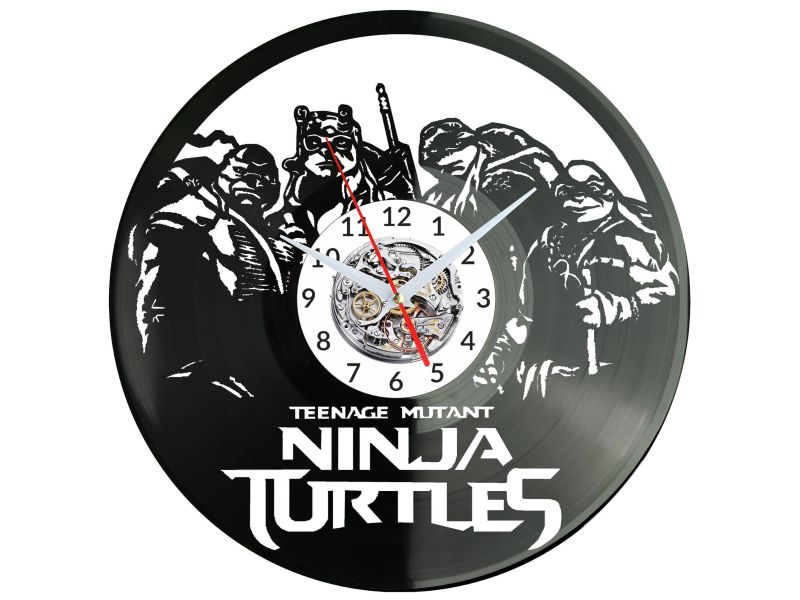 NINJA TURTLES ZEGAR ŚCIENNY DEKORACYJNY NOWOCZESNY PŁYTA WINYLOWA WINYL NA PREZENT EVEVO EVEVO.PL W0788