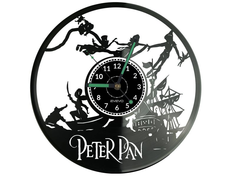 PETER PAN ZEGAR ŚCIENNY DEKORACYJNY NOWOCZESNY PŁYTA WINYLOWA WINYL NA PREZENT EVEVO EVEVO.PL W0811