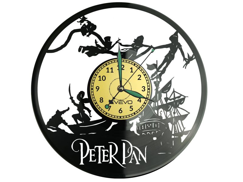 PETER PAN ZEGAR ŚCIENNY DEKORACYJNY NOWOCZESNY PŁYTA WINYLOWA WINYL NA PREZENT EVEVO EVEVO.PL W0811