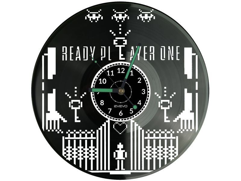Ready Player One ZEGAR ŚCIENNY DEKORACYJNY NOWOCZESNY PŁYTA WINYLOWA WINYL NA PREZENT EVEVO EVEVO.PL W0815