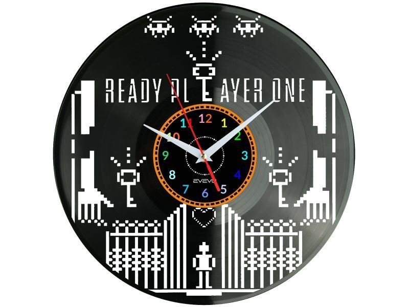 Ready Player One ZEGAR ŚCIENNY DEKORACYJNY NOWOCZESNY PŁYTA WINYLOWA WINYL NA PREZENT EVEVO EVEVO.PL W0815