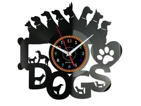 Psy Zegar Dla Psiarza Zegar Ścienny Płyta Winylowa Fluorescencyjne Tło Prezent Upominek Urodziny W0820