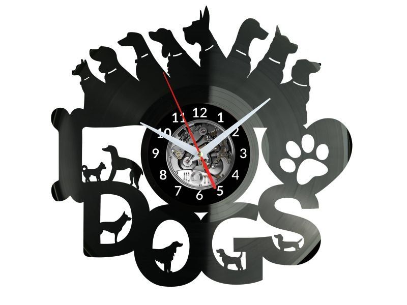 Psy Zegar Dla Psiarza Zegar Ścienny Płyta Winylowa Fluorescencyjne Tło Prezent Upominek Urodziny W0820